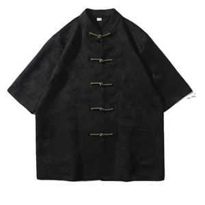2024春夏新款风男装提花唐装汉服五分袖短袖T恤C229-Y996-P70图片