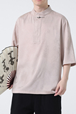 2024春夏新款风男装冰丝唐装汉服短袖五分袖T恤C229-T211-P60，男装T恤，电商C229-1
