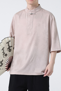 2024春夏新款风男装冰丝唐装汉服短袖五分袖T恤C229-T211-P60图片
