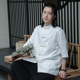 2024春夏风男装复古中式唐装汉服短袖衬衫衬衣C229-Y996-P70，男装衬衫，电商C229-1
