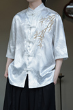 2024夏风男装绣花唐装汉服短袖五分袖衬衫衬衣C229-Y1016-P65，男装衬衫，电商C229-1
