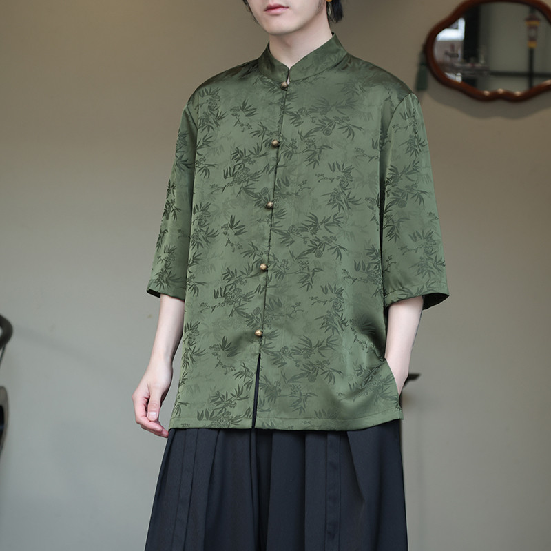 2024夏风男装冰丝唐装汉服短袖五分袖衬衫衬衣C229-Y903-P65图片