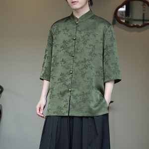 2024夏风男装冰丝唐装汉服短袖五分袖衬衫衬衣C229-Y903-P65图片