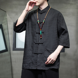 2024春夏风男装盘扣中式唐装汉服短袖衬衫衬衣C229-Y906-P65，男装衬衫，电商C229-1
