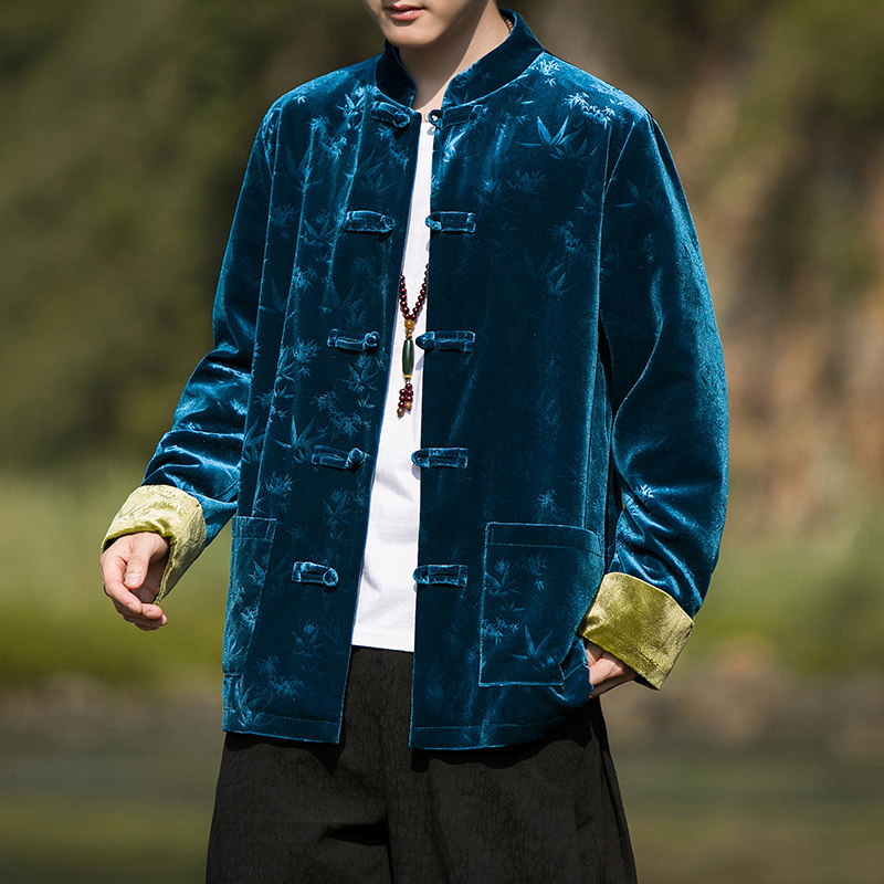 2024冬风男装丽丝绒复古中式唐装汉服夹克外套C229/Y759/P98,男装夹克,电商C229-1