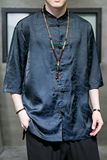 2024春夏风男装冰丝唐装汉服五分短袖衬衫衬衣C229/Y950/P65，男装衬衫，电商C229-1