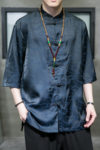2024春夏风男装冰丝唐装汉服五分短袖衬衫衬衣C229/Y950/P65图片