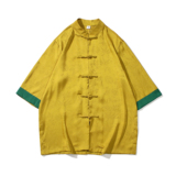 风男装冰丝唐装汉服盘扣中式短五分袖衬衫衬衣C229/Y981/P70，男装衬衫，电商C229-1