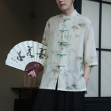 2024夏风男装冰丝唐装汉服短袖五分袖衬衫衬衣C229-Y1003-P70，男装衬衫，电商C229-1
