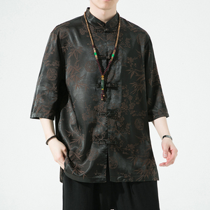 2024春夏新款风男装提花唐装汉服短袖衬衫衬衣C229/Y941/P65图片