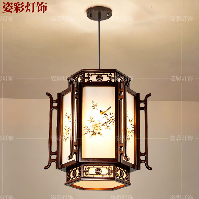 高档复古中式实木吊灯书房玄关阳酒店/宴会厅/餐饮吊