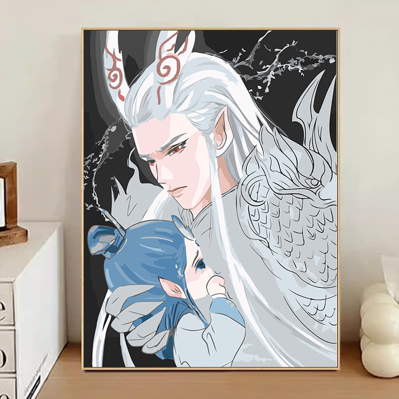 敖光哪咤2魔童降世客厅数字油画