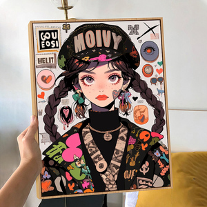 多巴胺女孩幸运色礼物数字油画diy手绘丙烯油彩画手工装饰画挂画|
