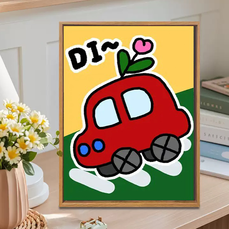 简约卡通数字油画diy填色可爱治愈丙烯油彩画手工绘客厅装饰挂画图片
