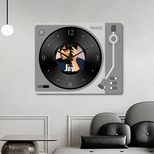 周杰伦定制黑胶唱片桌面摆放装饰画挂钟画高级创意送人礼物钟表画