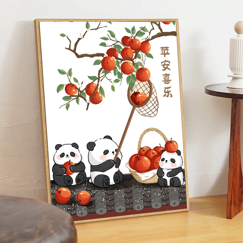 涂鸦丙烯中式手绘油画平安喜乐