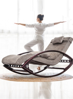 赞比亚血檀实木摇椅新中式红木逍遥椅客厅休闲躺椅午休椅阳台家具