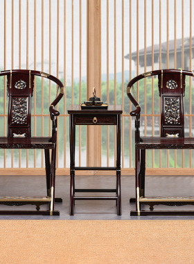 赞比亚紫檀交椅实木太师椅血檀老板椅非洲小叶紫檀头把交椅休闲椅