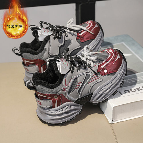 儿童冬季加绒保暖老爹鞋男童潮鞋