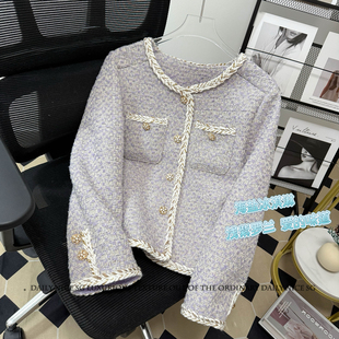 女士上衣显瘦小外套 洋气小香风编织金丝边单排扣长袖 2025秋季 新款