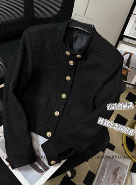 2025秋季新款气质小立领休闲设计感长袖短款显瘦小香风外套女外搭