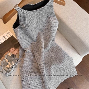 打底连衣裙 小香风气质钉珠蝴蝶百搭显瘦背心裙女无袖 2026春季 新款