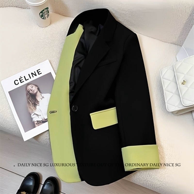 小香风设计感拼色显瘦小西装外套