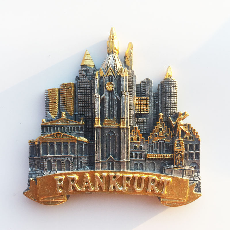 德国法兰克福地标罗马广场正义女神旅游纪念装饰工艺品磁铁冰箱贴