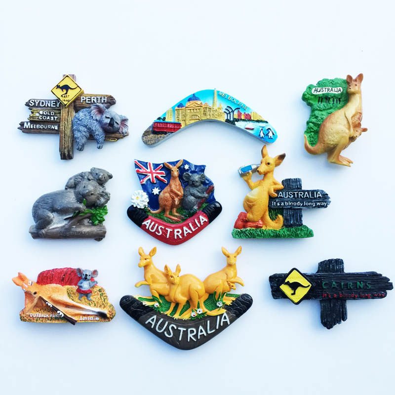 创意磁性冰箱贴澳大利亚各地人文景观立体彩绘旅游纪念装饰工艺品
