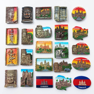 包邮 饰工艺品树脂磁铁冰箱贴礼物一套 柬埔寨吴哥窟创意旅游纪念装