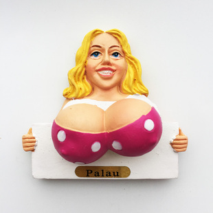 帕劳创意旅游纪念立体金发比基尼美女装饰工艺品磁性冰箱贴伴手礼