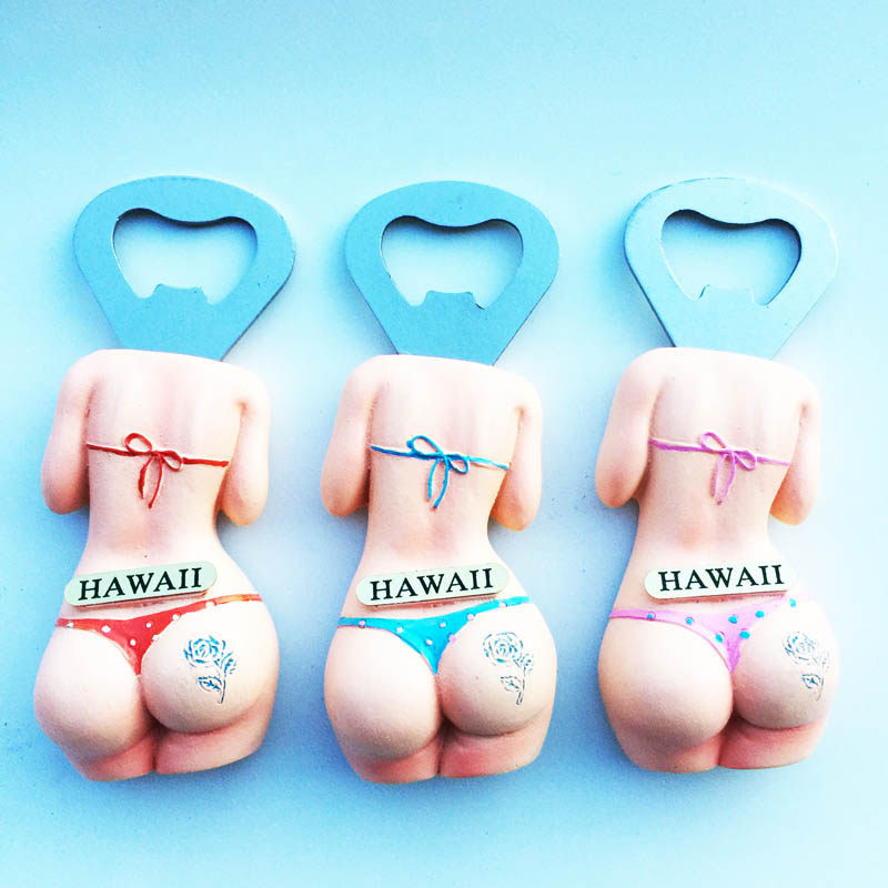 创意磁性冰箱贴 美国夏威夷性感比基尼背影立体工艺品旅游纪念品