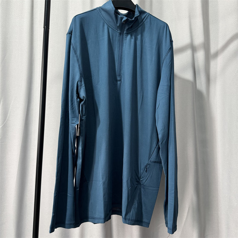 外贸运动风男士 大码 蓝色长袖半拉链速干T恤户外休闲运动上衣,户外/登山/野营/旅行用品,速干T恤,淘宝优惠券,粉丝福利购,淘宝优惠卷