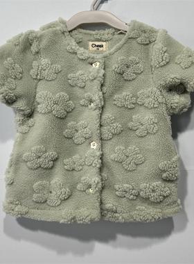 女童秋冬款 韩单 CheeK 毛毛衣短袖套装