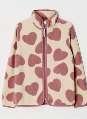 外贸sela中古风爱心印花拉链外套男女通用春秋冬宽松长袖上衣