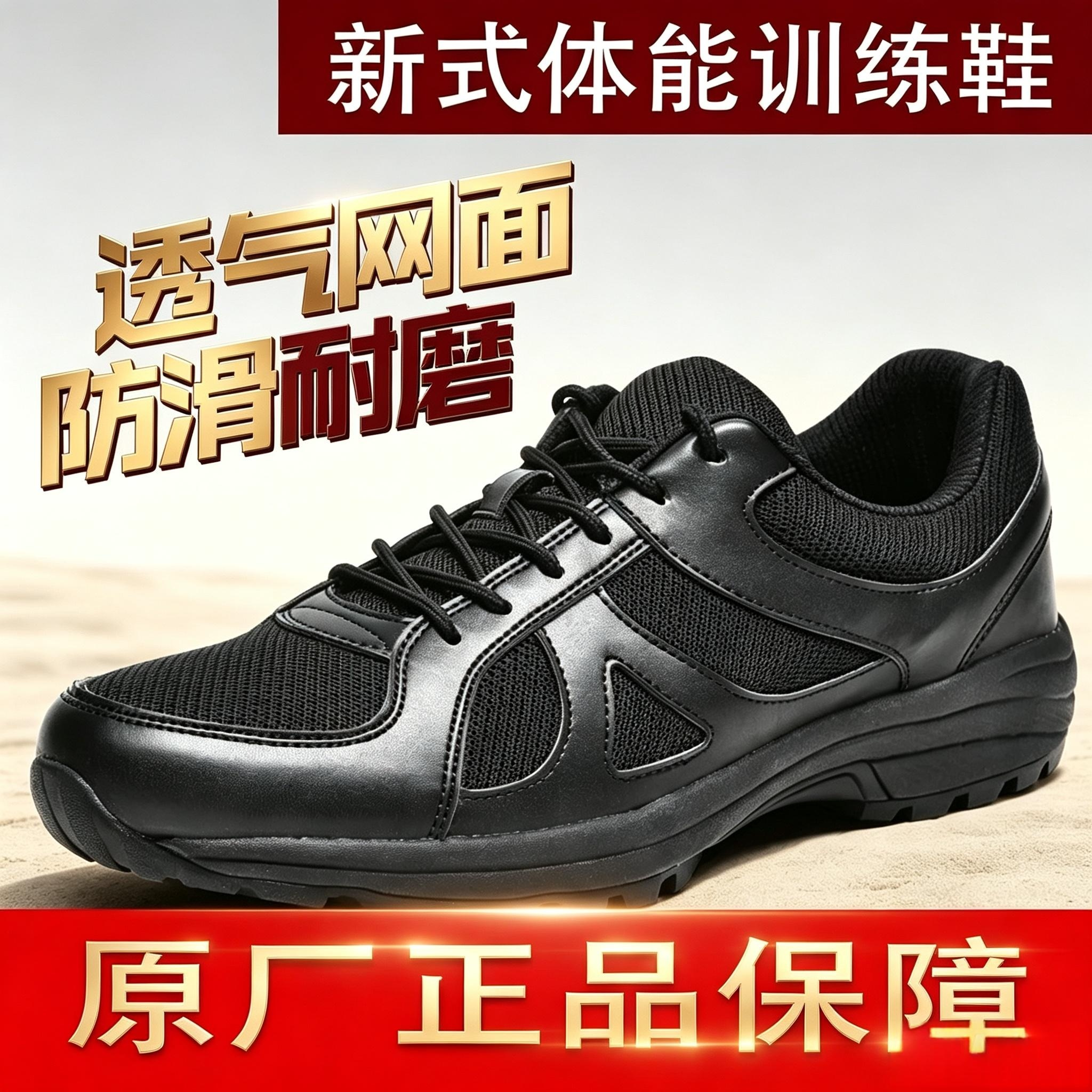 正品新式作训鞋男军人黑色跑步鞋春秋胶鞋体能运动跑鞋消防训练鞋
