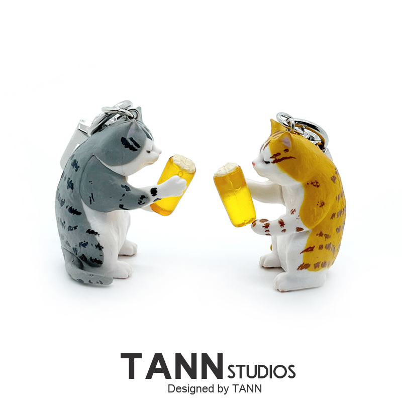 tann可爱立体喝酒猫咪卡通挂件