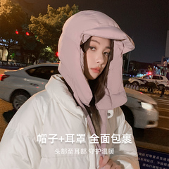 保暖充棉羽绒帽子女冬季加厚防寒风雷锋帽电动车护耳防冻飞行帽A