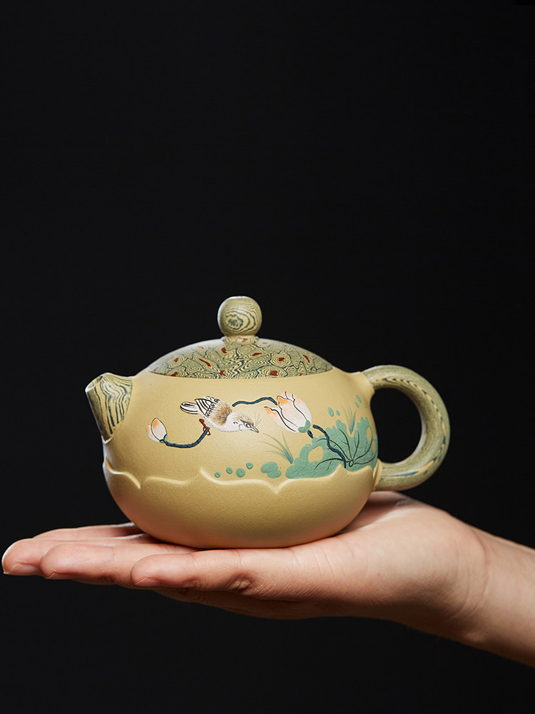 宜兴纯手工紫砂茶壶名家正宗荷花西石茶壶段泥扭泥大茶壶单壶茶具