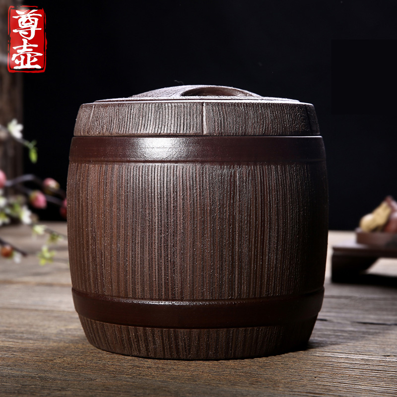 尊壶宜兴段泥大号密封紫砂茶叶罐