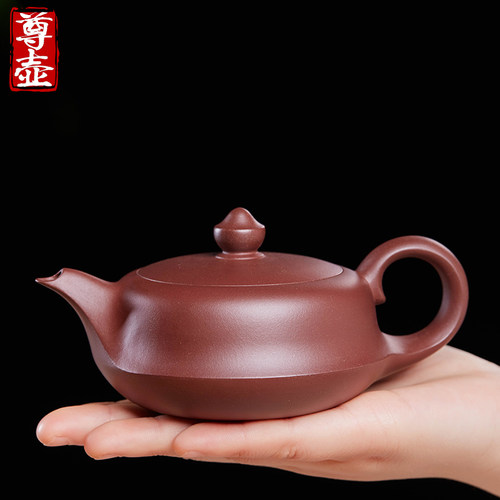 尊壶宜兴纯手工紫泥曲壶紫砂茶壶