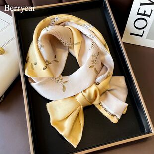 真丝丝巾女百搭春秋国风长条细窄桑蚕丝围巾双面飘带领巾杭州丝绸