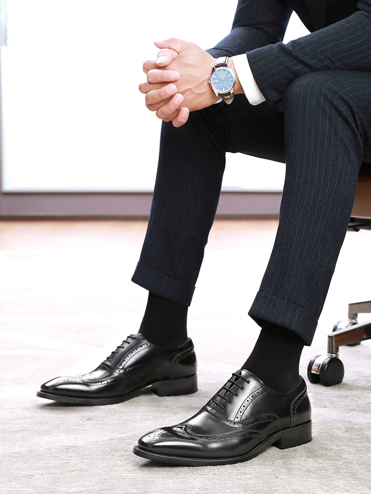 [THE SAME STYLE IN THE MALL] DESAY BROGUE MENS SHOES INCREASE IN HEIGHT BUSINESS DRESS LEATHER SHOES MENS CARVED GROOM WEDDING SHOES