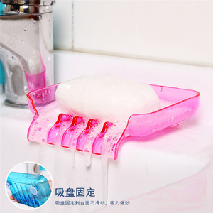 2个新款吸盘香皂盒沥水肥皂盒 时尚导流沥水海绵架皂盒沥水置物架