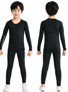 儿童紧身衣训练服男女童黑色套装