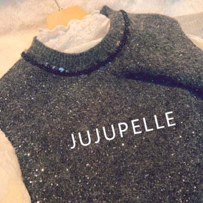 亮片钉珠花纱马甲无袖2025秋冬新款长袖针织开衫毛衣套头上衣女款