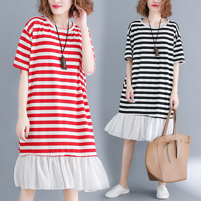 Large size women fat mm new pattern Show thin stripe Belly Dress 200 Easy Western style fairy longuettein the Women's clothing/Boutique , Large size women  category - from Buy2taobao.com to provide professional Taobao agent buy service