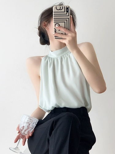 Черная летняя майка топ, костюм, шифоновая футболка без рукавов