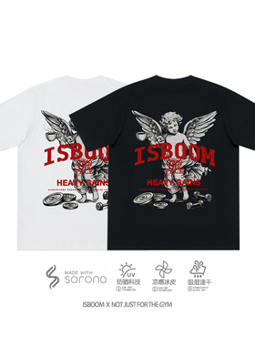 ISBOOM (DP系列) “圣翼铁训” 哥特趣味印花健身宽松短袖t恤男女