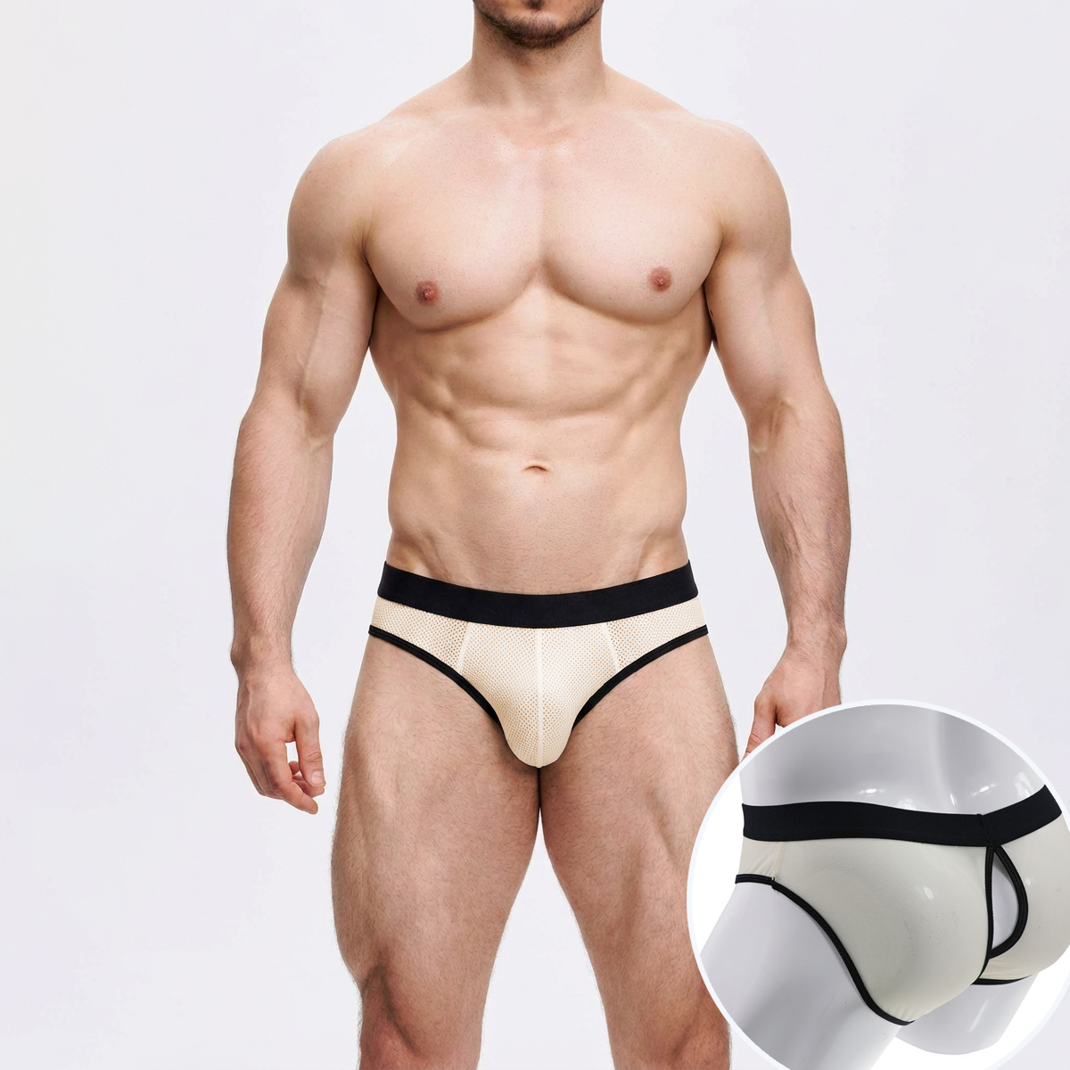 低腰男丁字裤网纱镂空半透明内裤